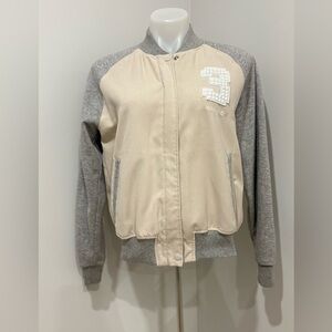 Adidas Cream and Gray Bomber Jacket